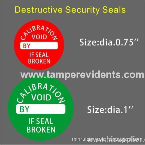 Custom Destructive Calibration Labels,tamper Evident Qc Security Seals,round Destructible Calibration Void Stickers